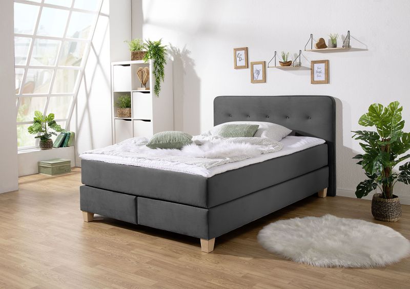 Home affaire Boxspringbett "Fargo", inkl. Topper, in 3 Matratzenarten, in Samt- oder Strukturstoff