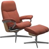 Stressless Relaxsessel "Consul", (Set, Relaxsessel mit Hocker), mit Hocker, mit Cross Base, Größe S, M & L, Holzakzent Eiche