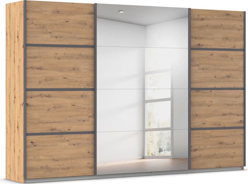 rauch Kleiderschrank "Schwebetürenschrank OTTO´s Choice Garderobe Schrank TOP ANGEBOT Avola", (in 3 verschiedenen Ausstattungen BASIC/CLASSIC/PREMIUM inkl. Spiegel), mit eleganten Zierleisten in Chrom, Schwarz oder Weiß MADE IN GERMANY