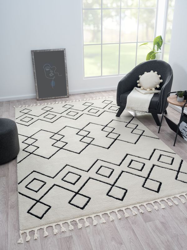 Myflair Möbel & Accessoires Hochflor-Teppich "Moroccan Mural", rechteckig, 24 mm Höhe, modern, marokkanisches Design, flauschig weich, mit Fransen