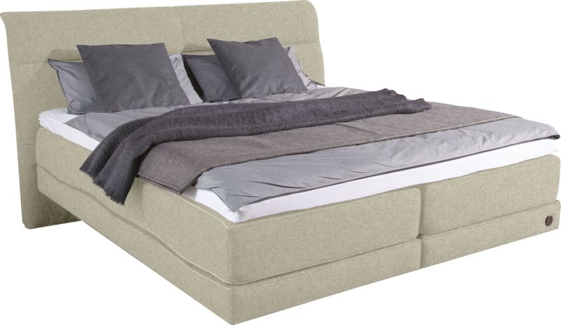 Birkenstock Boxspringbett "Arran", Schwebeoptik, Kopfteil mit horizontaler Steppung, Kopfteilhöhe 125 cm