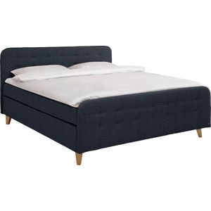 TOM TAILOR HOME Boxspringbett "NORDIC BOX", mit Knopfheftung im Kopfteil und Fußteil, Füße in Buche natur