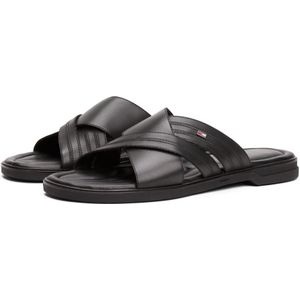 Tommy Hilfiger Pantolette "PREMIUM HILFIGER CC LTH SANDAL", Blockabsatz, Sommmerschuh mit seitlicher Logoflag
