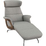 FLEXLUX Loungesessel "Clement Chaislongue, Relaxstuhl, Liegesessel,", Rücken- & Kopfteilverstellung, Armlehne, Walnuss, Fuß Alu