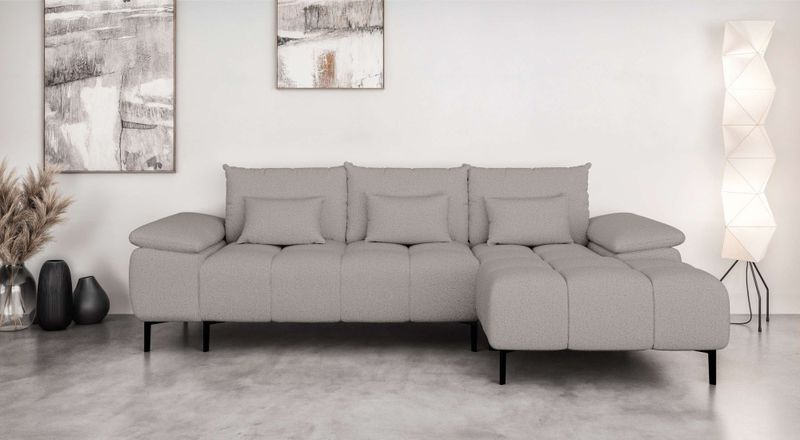 INOSIGN Ecksofa "DROMARA Schlafsofa mit Bettkasten, Maße: B/T/H 277/141/91 cm", L-Form mit Recamiere rechts/links bestellbar, Wellenunterfederung