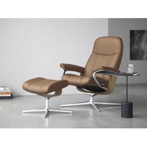 Stressless Relaxsessel "Consul", (Set, Relaxsessel mit Hocker), mit Hocker, mit Cross Base, Größe S, M & L, Holzakzent Eiche