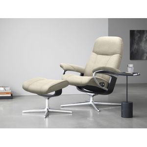 Stressless Relaxsessel "Consul", (Set, Relaxsessel mit Hocker), mit Hocker, mit Cross Base, Größe S, M & L, Holzakzent Schwarz