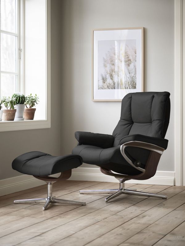 Stressless Relaxsessel "Mayfair", (Set, Relaxsessel mit Hocker), mit Hocker, mit Cross Base, Größe S, M & L, Holzakzent Braun