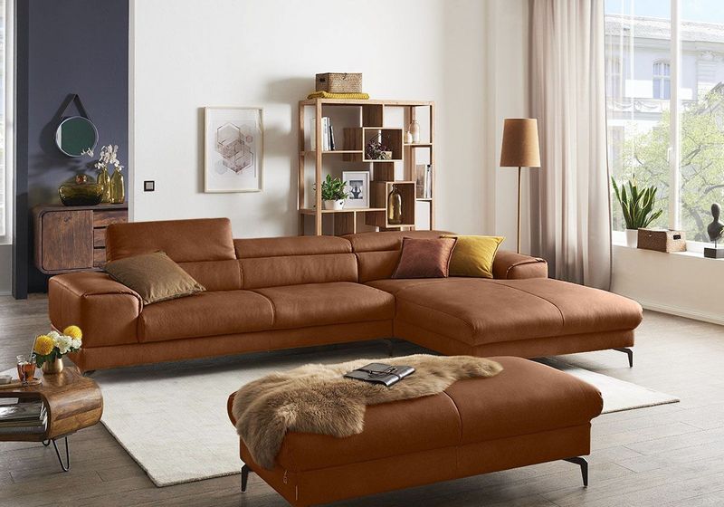 W.SCHILLIG Ecksofa "piedroo, Designsofa mit tollem Sitzkomfort, bequem und elegant, L-Form", Kopfteilverstellung, wahlweise mit Sitztiefenverstellung, Breite 343cm