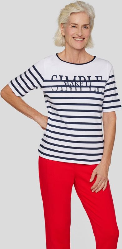 Rabe Rundhalsshirt, im Streifen-Design und mit Letter-Print