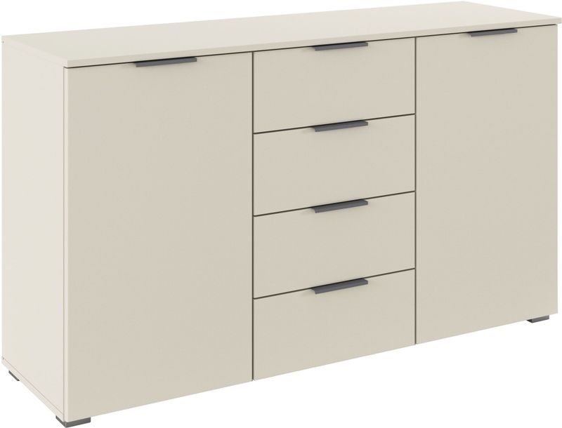 rauch Kombikommode "Sideboard Schubladenkommode AGORDO mit Dekor- oder Hochglanzfront", (in zwei Griff-Farben), mit 4 Schubkästen und 2 Türen sowie Metallgriffen MADE IN GERMANY