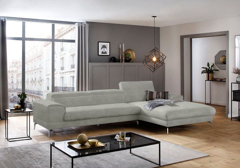 W.SCHILLIG Ecksofa "piedroo, Designsofa mit tollem Sitzkomfort, elegant und bequem, L-Form", Kopfteilverstellung, wahlweise mit Sitztiefenverstellung, Breite 343cm