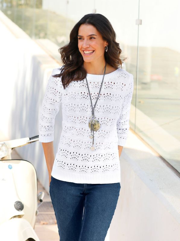 Inspirationen Ajourpullover "Baumwoll-Pullover"