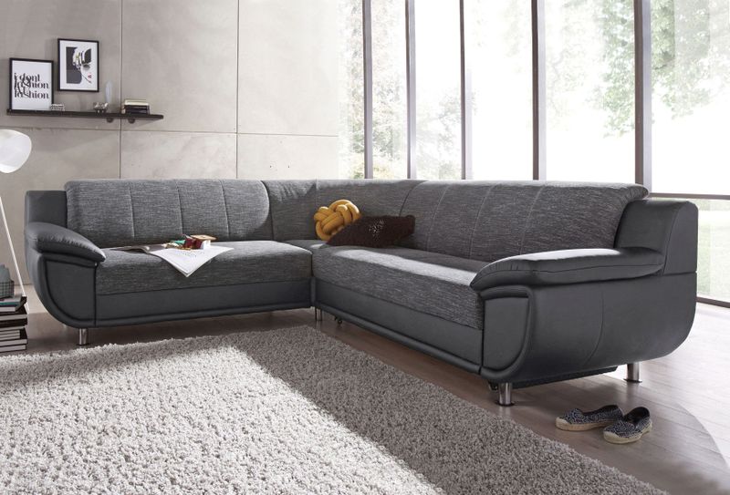 TRENDMANUFAKTUR Ecksofa "Rondo 3, zeitlos und modern, im Materialmix, L-Form", wahlweise Federkern f�ür hohen Sitzkomfort, wahlweise Bettfunktion