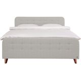 TOM TAILOR HOME Boxspringbett "NORDIC BOX", mit Knopfheftung im Kopfteil und Fußteil, Füße in Buche natur