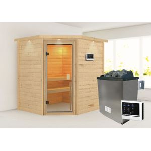 Karibu Sauna "Mia (Fronteinstieg)", inklusive Ofenschutzgitter und Tür