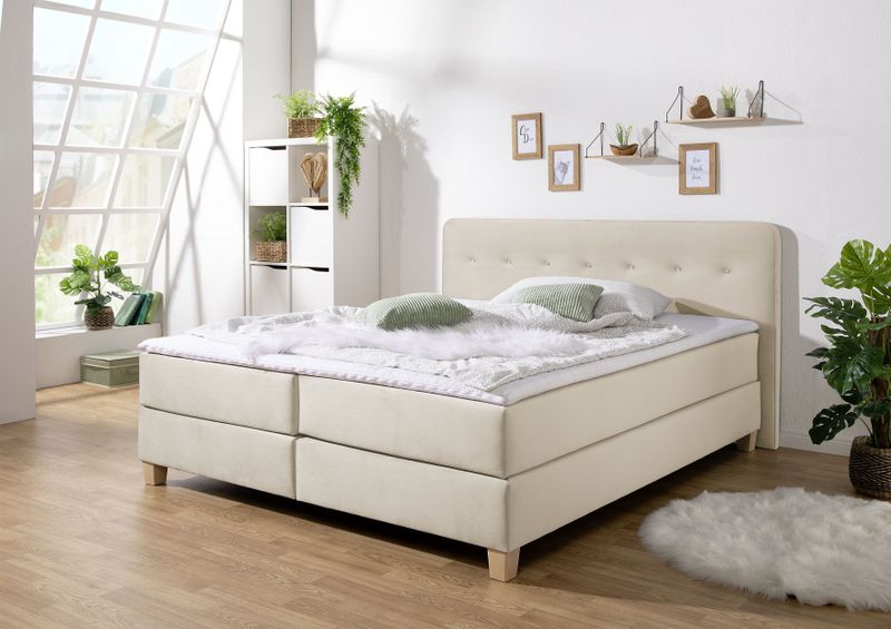 Home affaire Boxspringbett "Fargo", inkl. Topper, in 3 Matratzenarten, in Samt- oder Strukturstoff