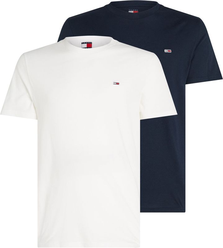 Tommy Jeans Rundhalsshirt "TJM XSLIM 2PACK JERSEY TEE EXT", (Packung, 2er-Pack), Logostickerei, 2Pack
