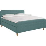 TOM TAILOR HOME Boxspringbett "NORDIC BOX", mit Knopfheftung im Kopfteil und Fußteil, Füße in Buche natur