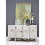 Leonique Sideboard "Juliette", Kommode, Antik Weiß, Ornamente, verspiegeltes Glas, ca. 152x41x89 cm