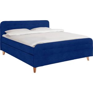 TOM TAILOR HOME Boxspringbett "NORDIC BOX", mit Knopfheftung im Kopfteil und Fußteil, Füße in Buche natur