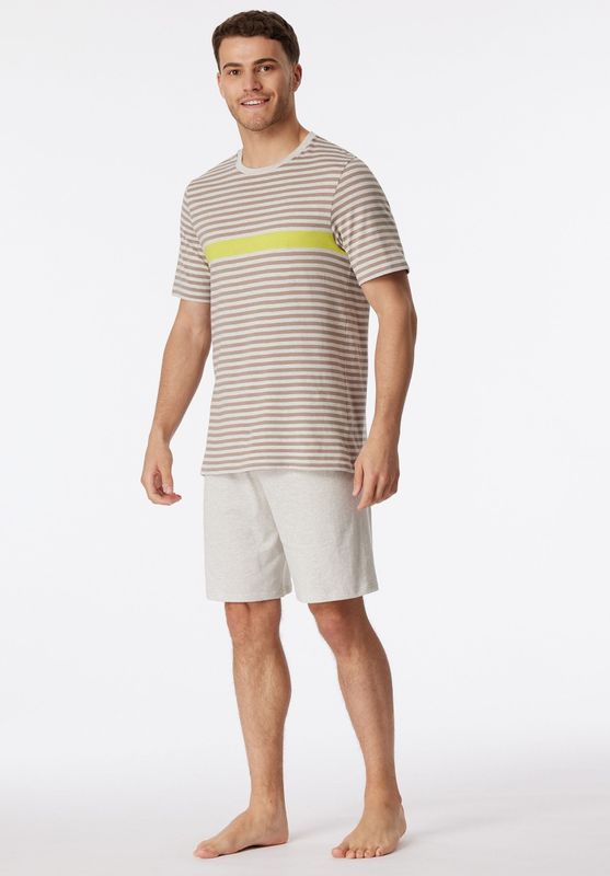 Schiesser Shorty ""Casual Nightwear"", (2 tlg.), mit farbigem Kontraststreifen und geripptem Rundhalsausschnitt