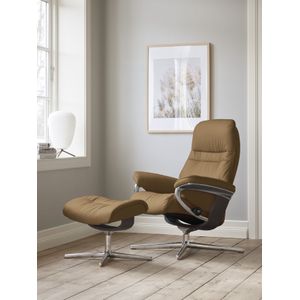 Stressless Relaxsessel "Sunrise", (Set, Relaxsessel mit Hocker), mit Hocker, mit Cross Base, Größe S, M & L, Holzakzent Wenge