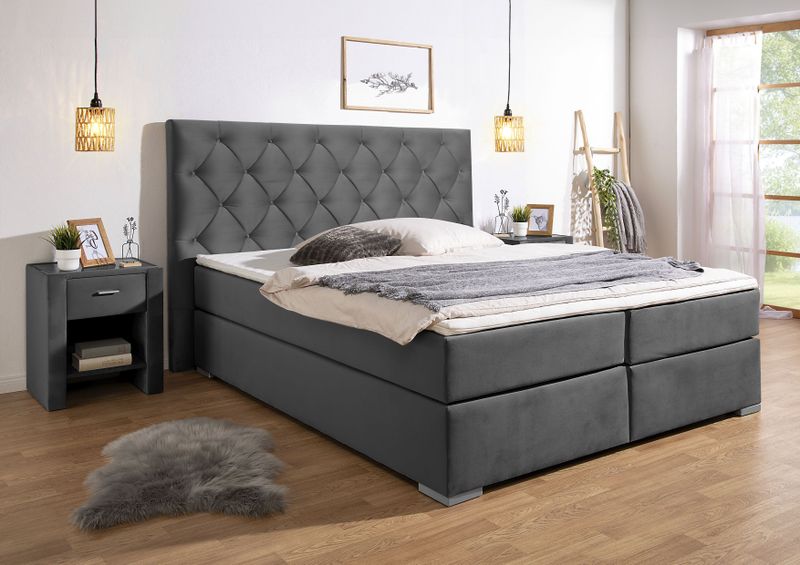 Home affaire Boxspringbett "Chalon, in verschiedenen Breiten", inkl. Topper, wahlweise in H2, H3 oder H4 erhältlich