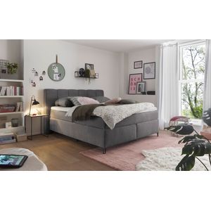 set one by Musterring Boxspringbett "Fairfield", Metallfuß schwarz, Kopfteil mit Keder, Breite 160 oder 180 cm