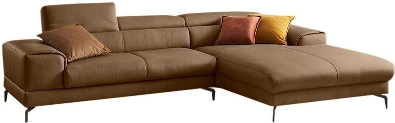 W.SCHILLIG Ecksofa "piedroo, Designsofa mit tollem Sitzkomfort, elegant und bequem, L-Form", Kopfteilverstellung, wahlweise mit Sitztiefenverstellung, Breite 303cm