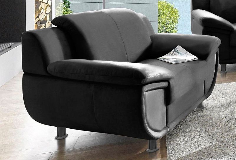 TRENDMANUFAKTUR Sessel "Rondo, Breite 121 cm, breite Armlehnen, Füße schwarz"
