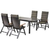 MERXX Garten-Essgruppe ""Astros"", (Set, 9 tlg.), Tischplatte aus Aluminium, Armlehnen aus Akazienholz