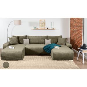 COLLECTION AB Wohnlandschaft "Paola U-Form", mit Schlaffunktion, Stauraum, Zierkissen und Bonnellfederkern, Cord