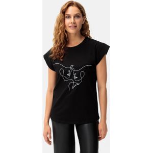 LASCANA Kurzarmshirt, mit Frontdruck, T-Shirt aus Baumwolle, Printshirt, Basic