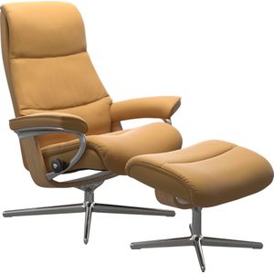 Stressless Relaxsessel "View", (Set, Relaxsessel mit Hocker), mit Hocker, mit Cross Base, Größe S, M & L, Holzakzent Eiche