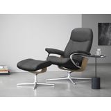 Stressless Relaxsessel "Consul", (Set, Relaxsessel mit Hocker), mit Hocker, mit Cross Base, Größe S, M & L, Holzakzent Eiche