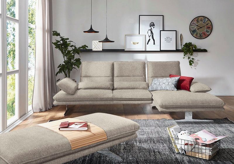 W.SCHILLIG Ecksofa "broadway, Designsofa mit tollem Sitzkomfort, L-Form", Sitztiefenverstellung, Kopfteil- & Seitenteilverstellung, Breite 291cm