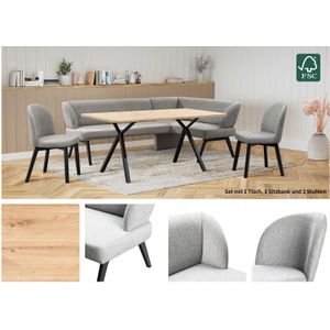 Home affaire Eckbankgruppe "Aretha Essecke, Sitzgruppe, Eckbank, Küchenbank", (Set, 4 tlg., 4er), Esszimmer Sitzgruppe, Tisch, Stühle und Bank gepolstert, Nosagfederung