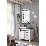 Home affaire Badmöbel-Set "SHERWOOD, Bad im modernen Design, 2-teiliges Badezimmer", (2 St.), in 2 Farben verfügbar, Scheunentorbeschlag & Apothekergriff aus Metall