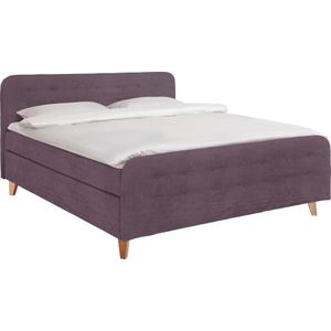TOM TAILOR HOME Boxspringbett "NORDIC BOX", mit Knopfheftung im Kopfteil und Fußteil, Füße in Buche natur