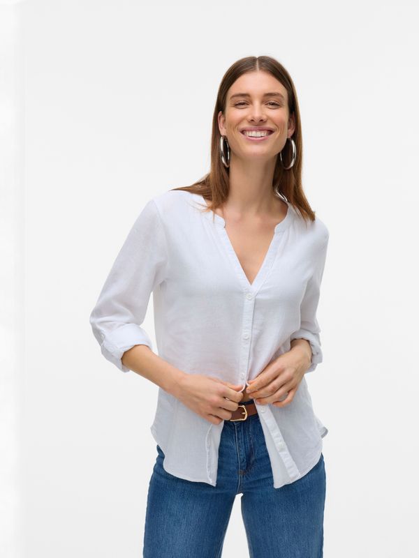 Vero Moda Langarmbluse "VMLINN LS V-NECK SHIRT WVN NOOS"