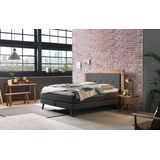 HASENA Boxspringbett Oakland, Boxspringbett, Industrial Look, Kopfteil aus Wildeiche, Used-Look