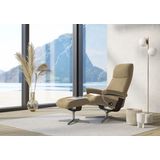 Stressless Relaxsessel "View", (Set, Relaxsessel mit Hocker), mit Hocker, mit Cross Base, Größe S, M & L, Holzakzent Braun