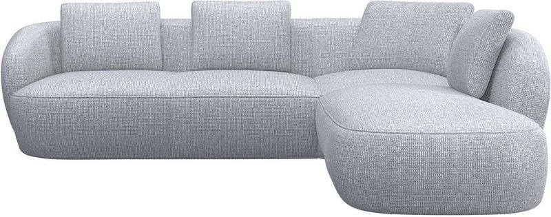FLEXLUX Ecksofa "Torino, rund, L-Form, Sofa-Ecke mit Ottomane", Modernes, organisches Sofa-Design, Kaltschaum, Wellenunterfederung