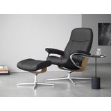 Stressless Relaxsessel "Consul", (Set, Relaxsessel mit Hocker), mit Hocker, mit Cross Base, Größe S, M & L, Holzakzent Eiche