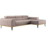 Places of Style Ecksofa "Carlo L-Form", mit Kopfteilverstellung & Holz-Rahmenoptik, wahlweise Relaxfunktion