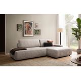 INOSIGN Ecksofa "TORGE, Schlafsofa Cord, Samtvelours u. Strukur fein, Couch in L-Form", Schlaffunktion und Bettkasten, Liegefläche: 210x125 cm, neues Design