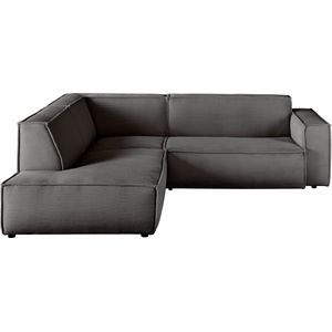 3C Candy Ecksofa "Matteo in elegant, kubischer Formensprache, bequem, L-Form", mit auffälliger Kedernaht, Cord-Bezug, Lounge-Charakter