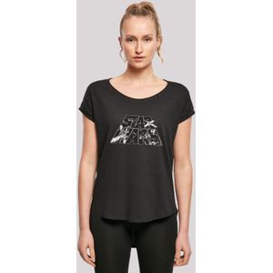 F4NT4STIC T-Shirt "Long Cut T-Shirt Star Wars Logo Space Sketch", Damen,Premium Merch,Lang,Longshirt,Bedruckt