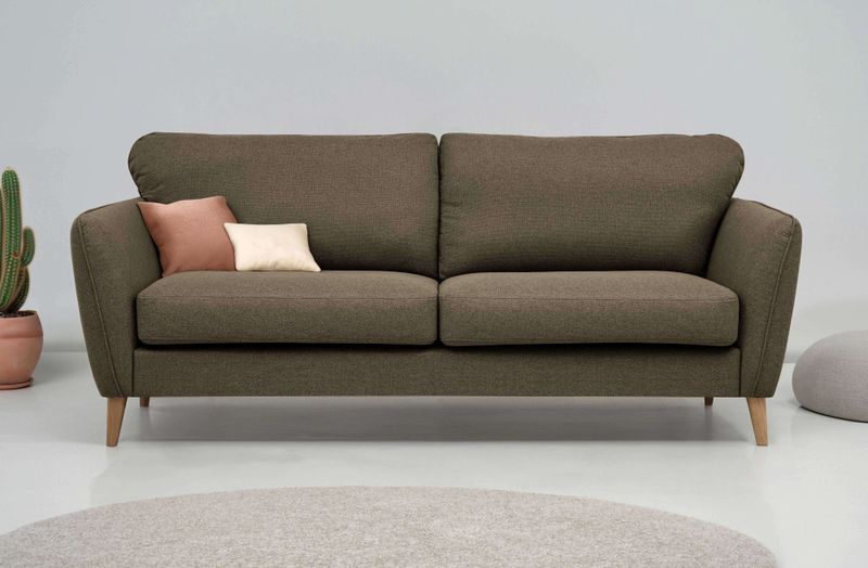 Home affaire 3-Sitzer "MARSEILLE Sofa 206 cm", mit Massivholzbeinen aus Eiche, verschiedene Bezüge und Farbvarianten